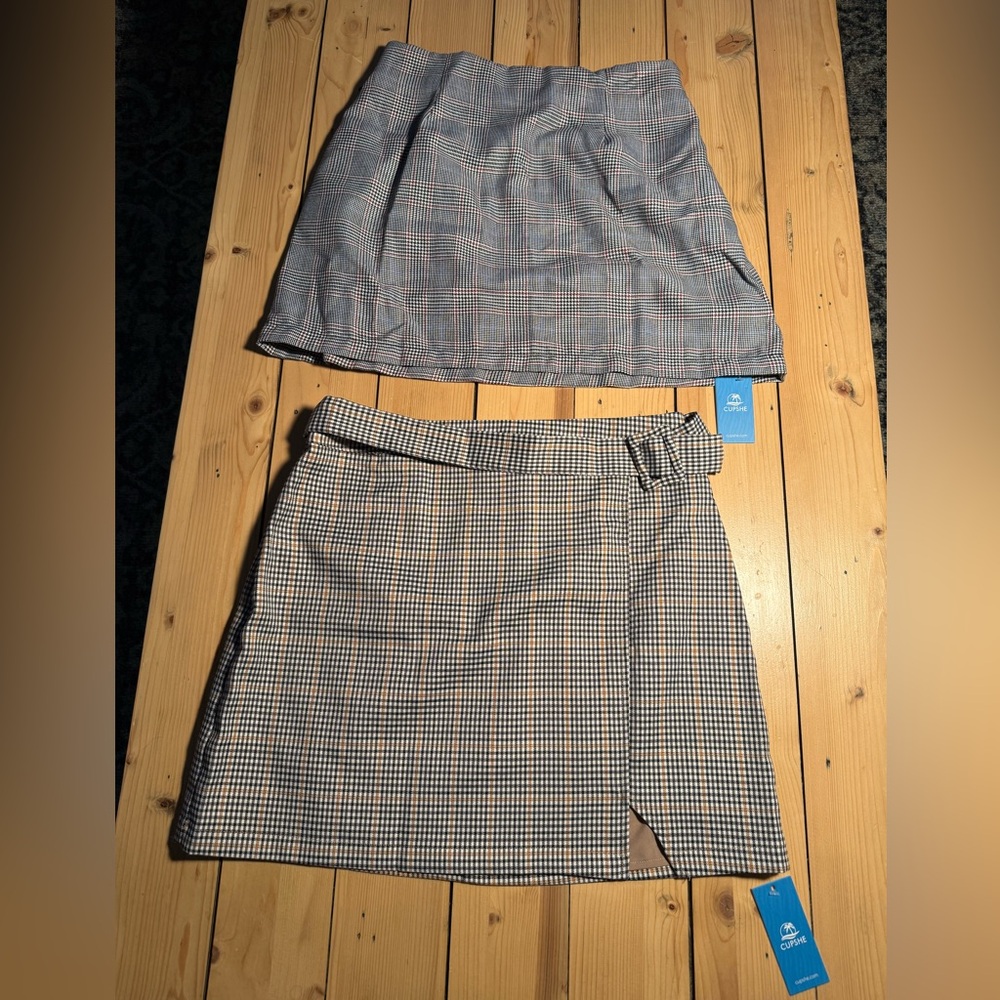 Pair of CUPSHE plaid Skirts size M NWT